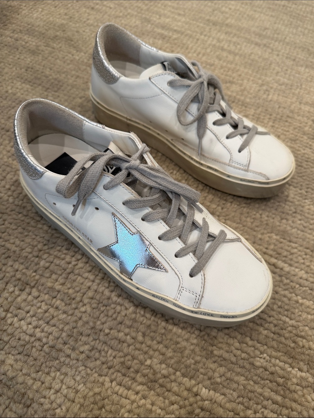Golden Goose white/silver Hi Star size 37
